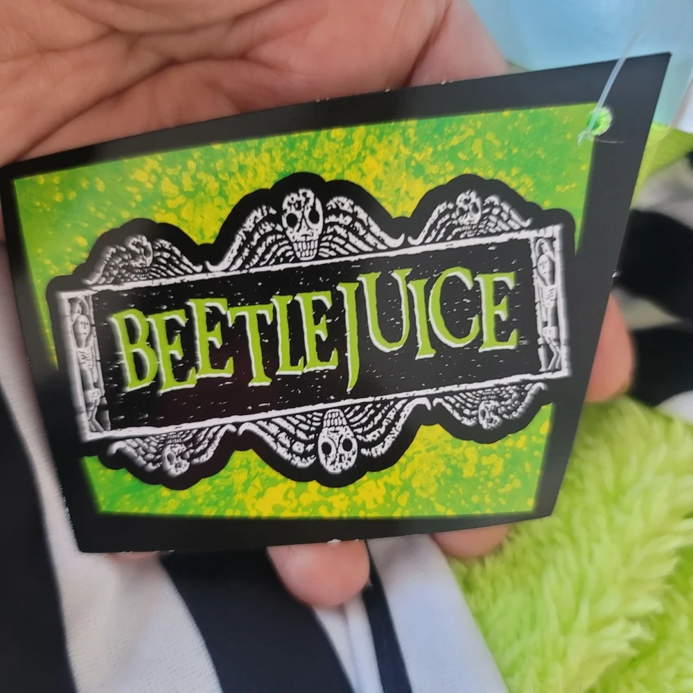 New Beetlejuice Boys Striped  Union Suit  Sleeper Pajamas Size XS 4/5 Hallowen